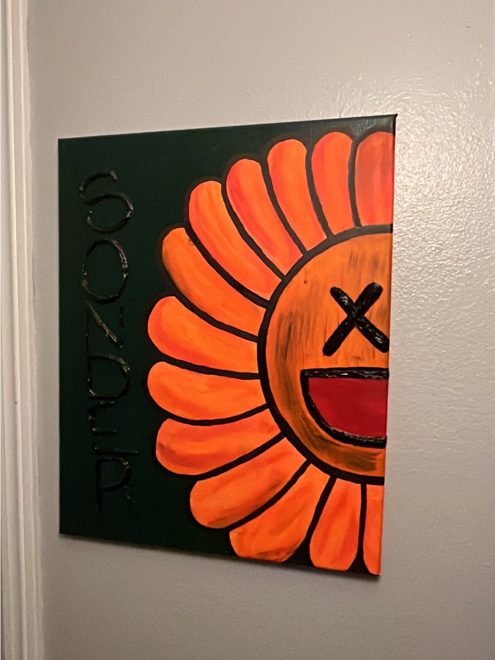 KAWS Orange & Red Sunflower Pop Art Painting